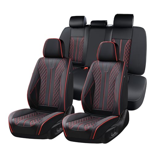Image of FLORICH Leather Seat Covers Car Seat Cover Front and Rear Seat Cover 5 Seats Automotive Seat Covers Waterproof Seat Covers for Cars Universal Fit for Most Cars SUV Trucks, Black&Red Line