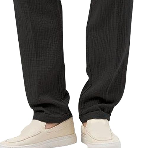 Men's Comfort Lightweight Linen Trousers Casual Loose Linen Beach Pants Yoga Lounge Cotton Stretch Slack4