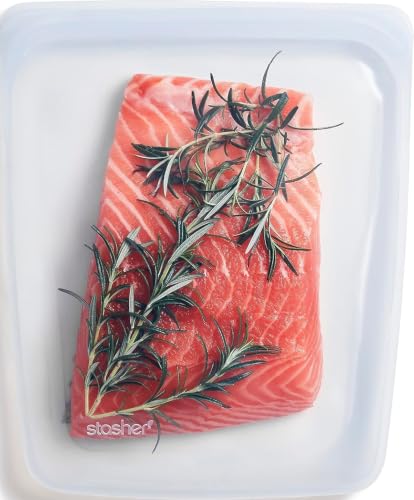 Stasher Reusable Half Gallon Silicone Food Storage Bag, Clear, 64 oz