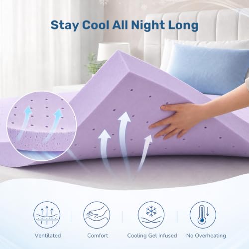 Image of Sweetcrispy Mattress Topper King, 1.5 Inch Cooling Gel Memory Foam Mattress Pad for Pressure Relief, Breathable Bed Topper for Back Pain, Sleeper Sofa RV Camper, CertiPUR-US Certified