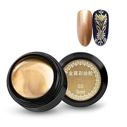 8Ml Efecto metálico Nail Art Painting Gel Nail Art Color Esmalte en gel Gel UV Efecto espejo Efecto de línea de gancho 3D Efecto ondulado Decoración de uñas Cover