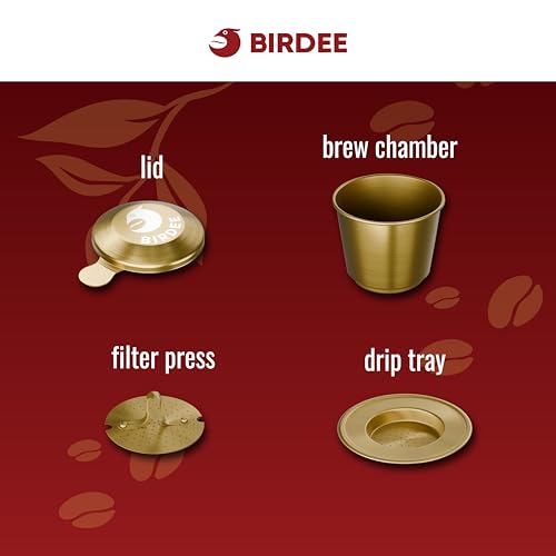 Birdee Aluminum Vietnamese Coffee Dripper – Gold, 6 oz, Phin Filter, Premium and Portable, Perfect for Ca Phe Sua Da, Home Use, Camping and Gift Sets