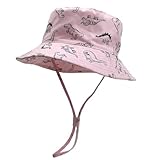 ベビー 帽子 キッズ 子供 日よけ帽子 恐竜 可愛い 日焼け防止 帽子 こども用バケットハット サファリハット ツバ付き 男の子 女の子 紫外線防止 UPF50+ 軽量 幼児 通園 通学 海遊び 旅行 キャンプ アウトドアハット ピンク 48㎝