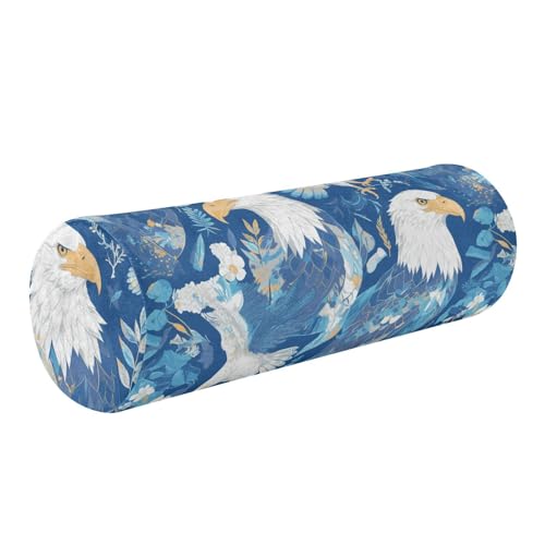 miaozhen Cartoon Bald Bird Electric Blue Lumbar Round Pillow Round Pillows for Neck almohada para cervicales y Cuello 5.5''x17''