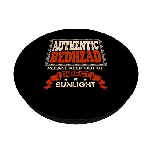Authentic redhead please keep out of direct sunlight ginger PopSockets Swappable PopGrip, Black - Image 2
