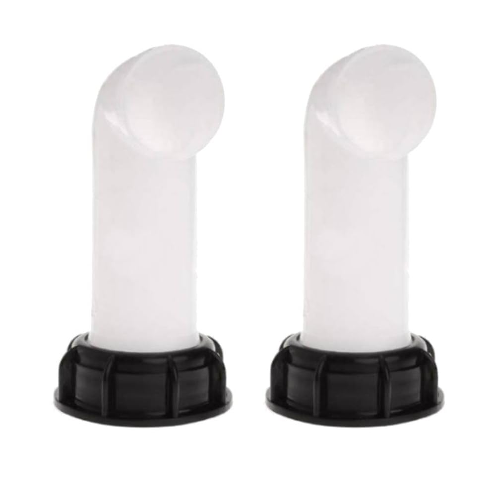 SENRISE 2 Pack Extension Drain Spout Hose, 60mm IBC Water Tank Nozzle 90 Degree IBC Tank Adapter Nozzle Tap Cap Valve for IBC Ton Barrel, Rain Tank, Drain