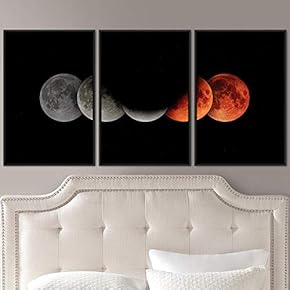 signwin 3 Piece Framed Canvas Wall Art Moon...