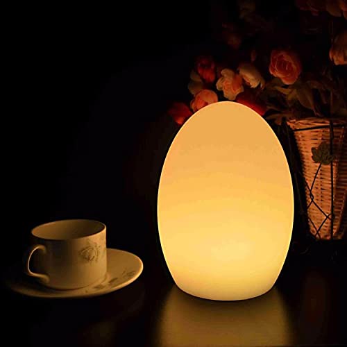 Mr.go 11" Egg Shaped Magic Color Led Mood Lamp Night Light With Remote Control 16 Dimmable Colors 4 Effects, Accent Ambient Decorative Party Lighting, Waterproof, Rechargeable & Ac Adapter Powered #TOP7