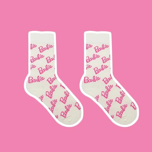 LilRoot Pink Active Socks Cute Letter Pattern Sports Breathable Cotton Crew Socks Aesthetic Casual Socks for Women- 2 Pairs4