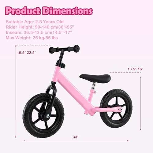 Image of HONEY JOY Toddler Balance Bike, 11 Inch Baby Push Bicycle w /Adjustable Padded Seat & Handlebar, Ultra Light Steel Frame, No Pedal Walker Bike Riding Toy, Birthday Gift for Boys Girls Aged 2-5