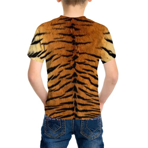 Kids 3D Print Graphic Tees Funny Tiger Short Sleeve T Shirts for Youth Boys Girls 4-14 Years4