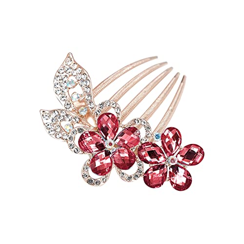 Rhinestone Flower Hair Combs For Women Floral Hair Combs Bridal Wedding Hair Side Comb Crystal Rhinestones Decor Hair Combs Elegant Ddelicate Double Flower Hair Comb Fashion Hair Accessories #TOP8