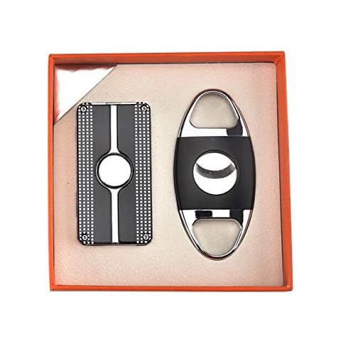 Cigar Lighter and Cigar Cutter Set Jet 3 Flame Cigar Lighter Torch and Cigar Cutter Packing with Nice Gift Box (Cigar Lighter+Cutter-Black) Cover
