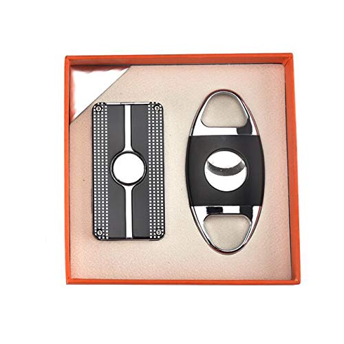 Cigar Lighter and Cigar Cutter Set Jet 3 Flame Cigar Lighter Torch and Cigar Cutter Packing with Nice Gift Box (Cigar Lighter+Cutter-Black)