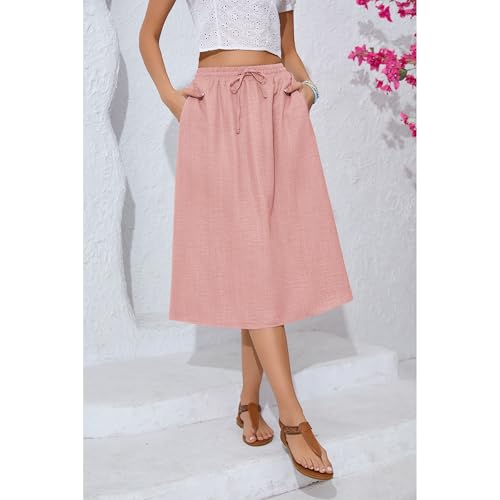 Image of Witsmile Women's Summer Pleated High Waisted Casual Flowy Skirt Pockets