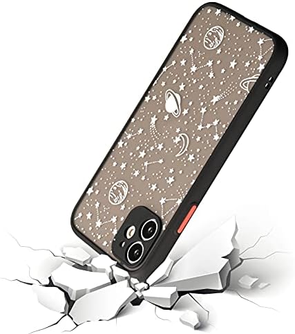 ZTOFERA Compatible with iPhone 11 Case, 6.1-Inch, Planet Sky Star Pattern Hard PC Back Silicone Bumper for Girls Women Boys Translucent Frosted Shockproof Protective Phone Cover, White Sky