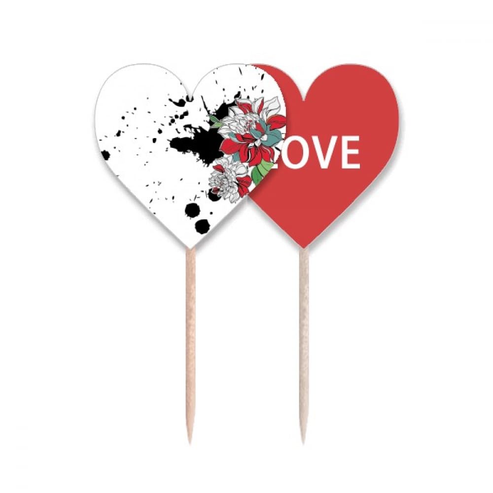 Cure-dents fleur de pivoine aquarelle a offrir, coffret decoration de table Love Heart
