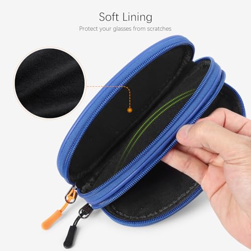 Image of Double Eyeglasses Case Soft Portable Zipper Sunglasses Pouch with Keychain Clip for Men Women