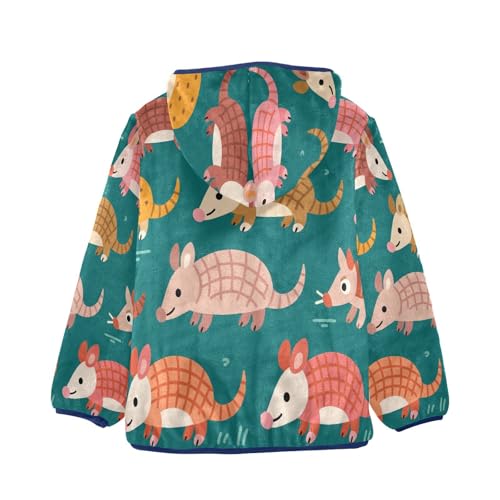 Cute Armadillos Colorful Toddler Fleece Jacket Girl Boys Hooded Fleece Jacket Coat Warm Outwear Zip-up 3-10T2