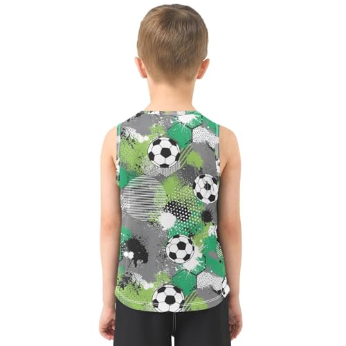 J JOYSAY Soccer Doodle Green Boys Tank Top Sleeveless Muscle Shirts Quick Dry Workout Active Sport Kids T-Shirts 3-15T3
