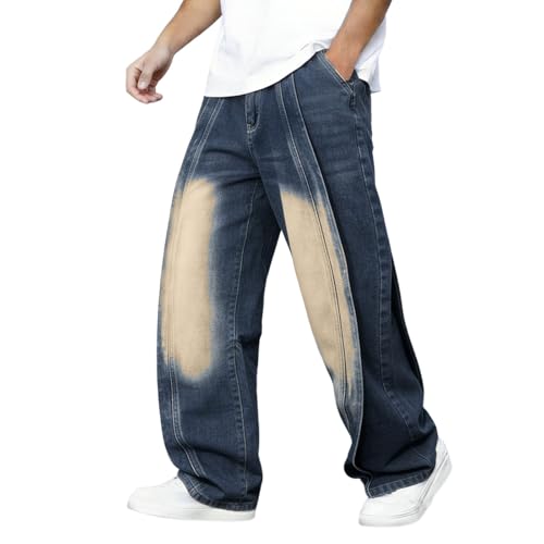 Jeans homme pantalon en denim à jambes droites larges coupe relax vêtement décontracté