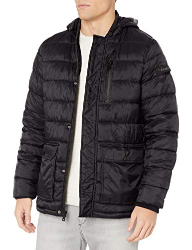Kenneth Cole New York Men's Hooded Down Alternative Jacket, Shadow Black, Large