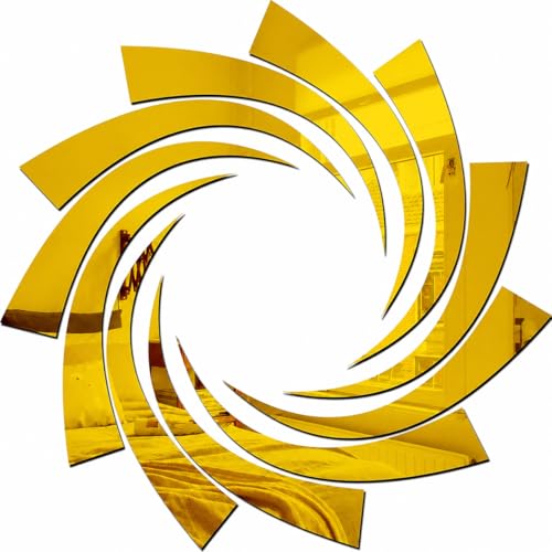 Golden Sun Mirror Wall Stickers | 3D Acrylic Sunburst Mirror Stic...
