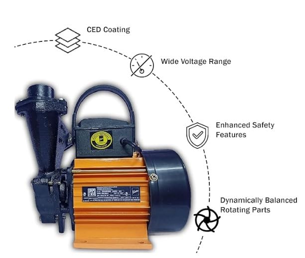 Image of Kirloskar Mini Anisa I Centrifugal Water Pump, 1 HP, 24 Metres Head, 2600 LPH Discharge Capacity, Self Priming, Pure Copper Winding