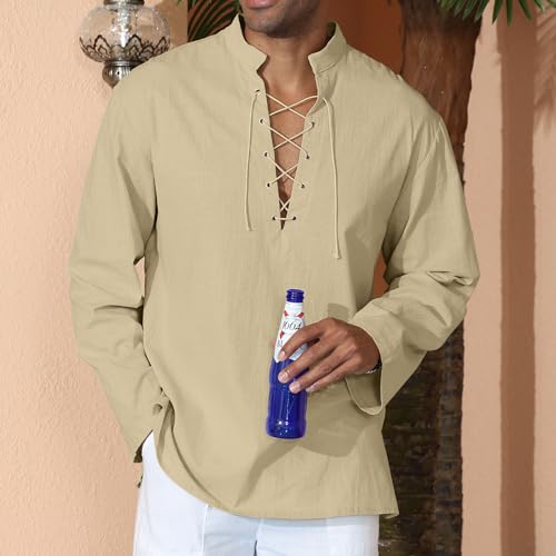 Image of CTU Men's Cotton Shirt Pirate Shirt Medieval Viking Renaissance Costume