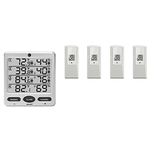 Ambient Weather Wireless Indoor/Outdoor 8-Channel Thermo-Hygrometer with Four Remote Sensors WS-10-X4