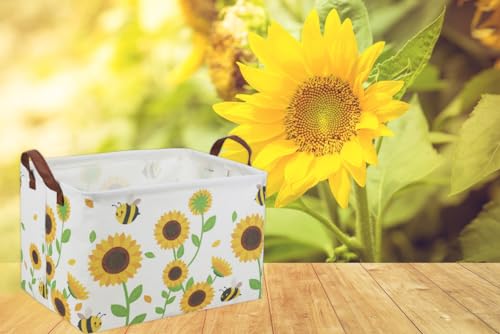 Image of Rectangular Sunflower Baskets Gift Basket Empty Storage Bin Organizer Box Room Decor for Home(Sunflower)
