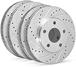 R1 Concepts Front Rear Brake Rotor Kit |Brake Rotors| Brake Disc |Drilled and Slotted|fits 2007-2015 Acura MDX, ZDX; Honda Pilot
