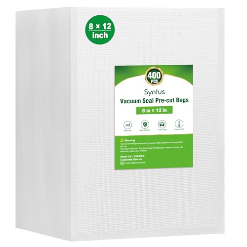 Image of Syntus 400 Pcs Vacuum Sealer Bags for Food, Quart Size 8x12, BPA Free