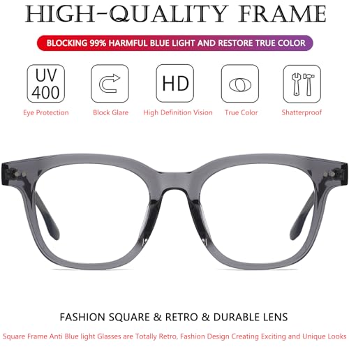 Image of AIEYEZO Fashion Blue Light Glasses for Women Men Retro Anti-Blue Light Eyeglasses TR90 Square Frame Computer Glasses
