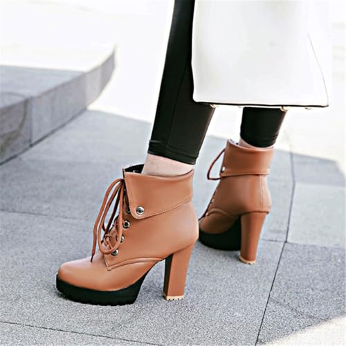 Image of FOREADA Goth Boots Chunky Heel Boot For Women Ankle Combat Booties Black Platform Bootie Buckle Rivets Punk Goth Shoes With Zipper