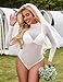 Avidlove Bodysuit for Women All White Party Outfits One Piece Bodysuit Lingerie Set Turtleneck Leotard Top Slim Romper