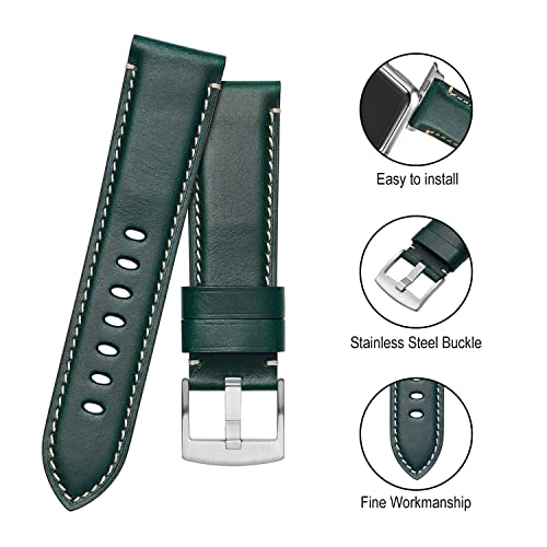 Avohome Genuine Leather Watch Strap Compatible with Apple Watch Band (38/40/41mm, Malachite Blue-Sliver Buckle) - Image 4