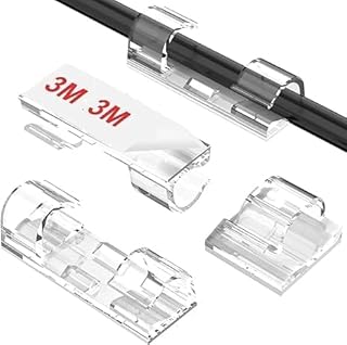 منظم أسلاك شفاف 40 قطعة - مشابك كابلات شفافة شديدة التحمل مع لاصق قوي للسيارة والمكتب والمنزل