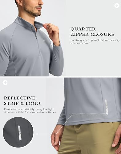 Image of G Gradual Men's Quarter Zip Pullover Running Athletic Shirts Long Sleeve | Lightweight, Quick Dry, Moisture Wicking, Sun Protection, 1 /4 Zip Golf Pullover for Men Workout, Gym, Hiking, Casual