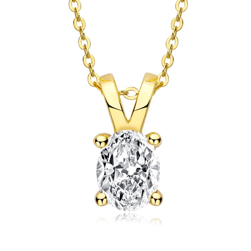 Collier diamant simulé ovale 7*9mm en argent, le cadeau idéal pour femme