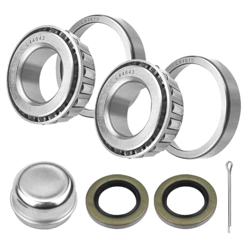 L44643/L44610 Trailer Bearing Kits for 2000lbs Trailer Axle Trailer Axle Bearing Kits with 1.98 Grease Cap Grease Seals Cotter Pins Rotating Quiet and High-Speed Trailer Bearing 2 Sets