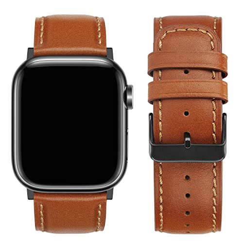Tasikar Bands Compatible with Apple Watch Strap 42mm(Series 11/10) 41mm 40mm 38mm men Genuine Leather Replacement Bracelet Band Compatible with iWatch SE Series 11 10 9 8 7 6 5 4 3 - Image 4