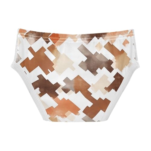 KLL Brown Houndstooth Toddler Boy Soft Briefs Breathable Undies2