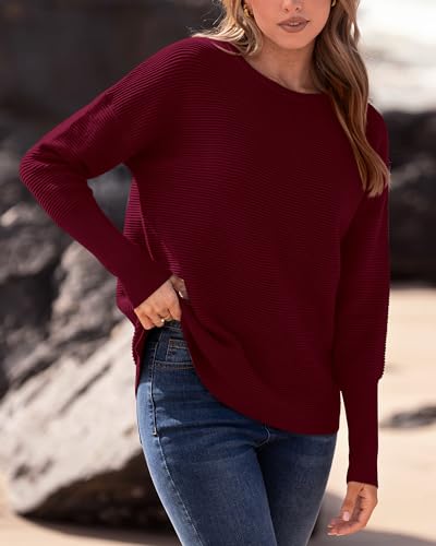 BTFBM Fall Sweaters for Women 2025 Casual Long Sleeve Sweater Striped Loose Fit Pullover Tops