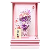 【羽子板】【摘み細工羽子板】7号夢花つまみ細工羽子板パールピンクアクリルケース：伏見屋監修 【羽子板ケース】【正月飾】