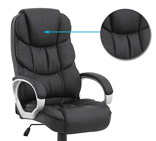 Image of High Back Office |Upholstery Leatherette & Chusion | Director & Executive Chair |Height Adjustable & Revolving Chair | Aluminium with Chrome Base Black Color - (111011214 Black)