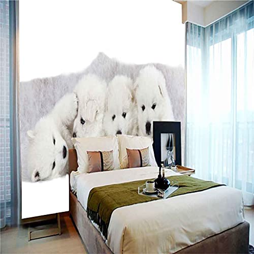 Papier peint 3D chiot blanc décor mural salon chambre 200x140 - 5