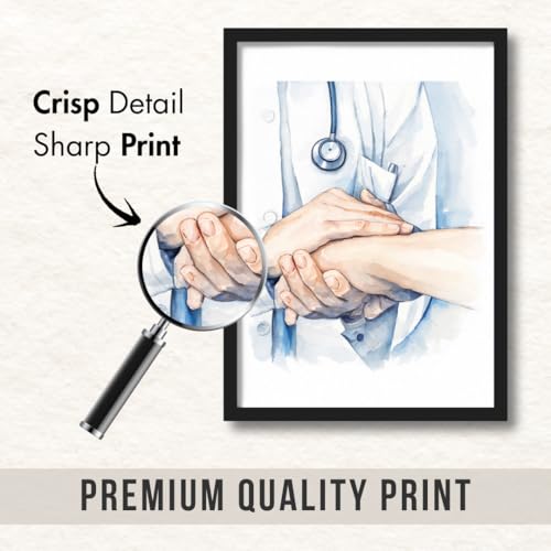 Image of ArtAction Healthcare Wall Frame Poster | Medical Art Decor for Clinic, Office & Hospital | A4 Size | Framed Doctor Patient Watercolor Art | Aesthetic Gifting for Medics & Nursing Staff