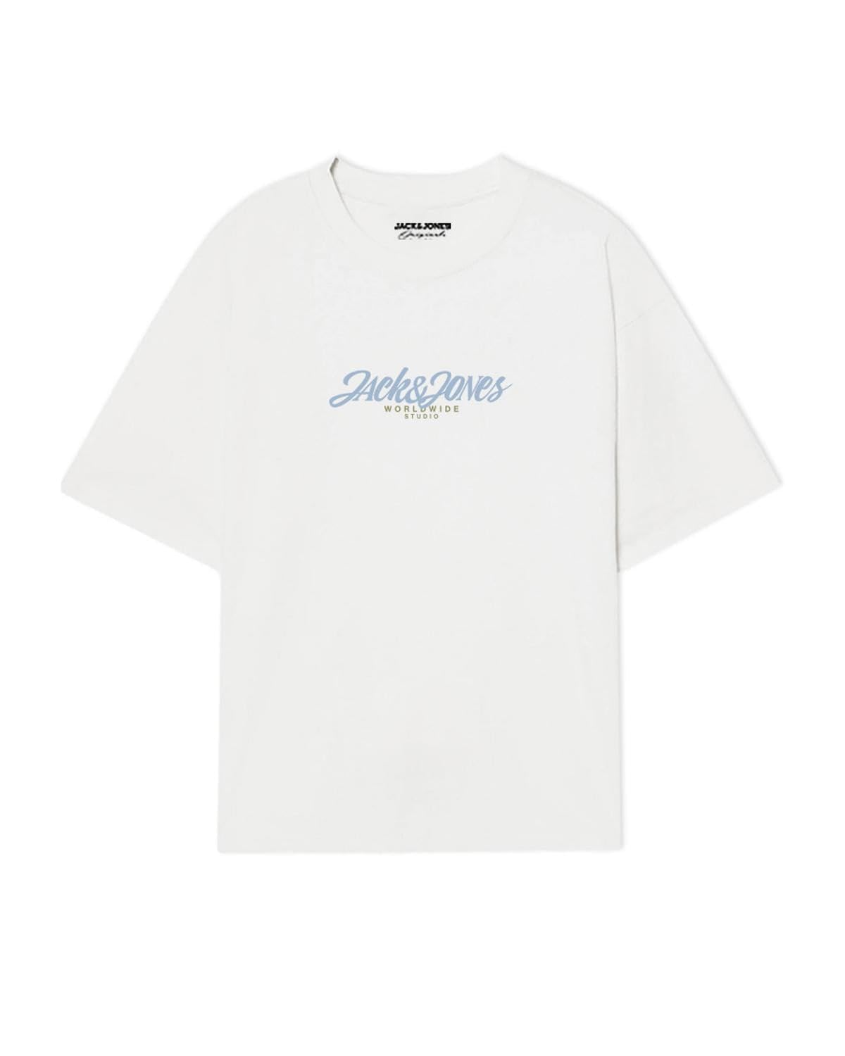 Jack & Jones Men's Bright White 1 Jortavira Tee Ss Crew Neck Fst Ln-Bright White-Large