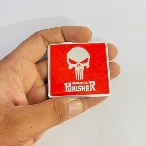 Image of Emblems for Car & Bike Metal Lo.go and Grill Me.tal Lo.go, Auto Accessories for Car Emblem 3D Badge Auto Racing Sport Sticker Grand Tourer Decal. (Chrome RED Square Slim Punisher)
